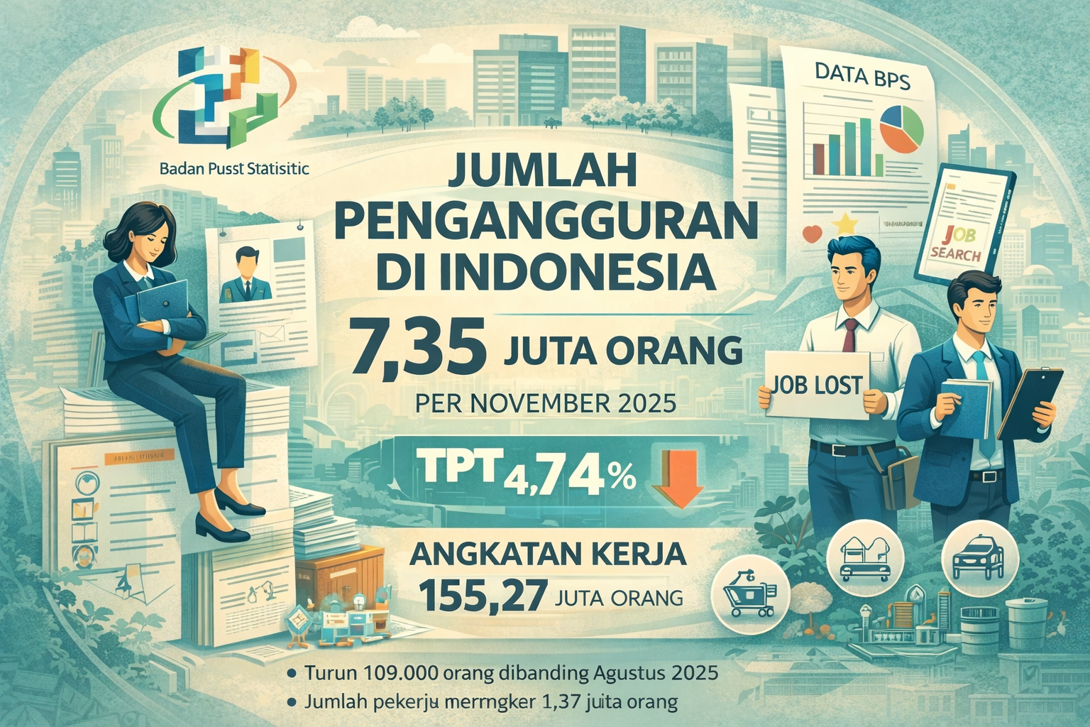 Jumlah Pengangguran di RI Turun Jadi 7,35 Juta Orang: Ini Penyebab, Tren, dan Tantangan ke Depan